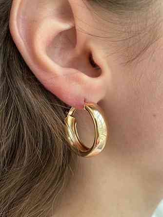 Серьги кольца розовое золото / сережки кольцами средние Одесса