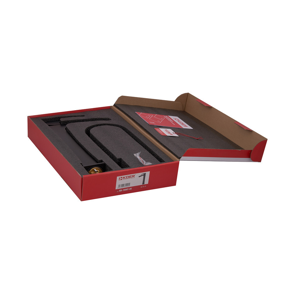 Высокий смеситель для умывальника Koer KB-15007-05 с водопадом, черный (KR3449) Харьков - изображение 8