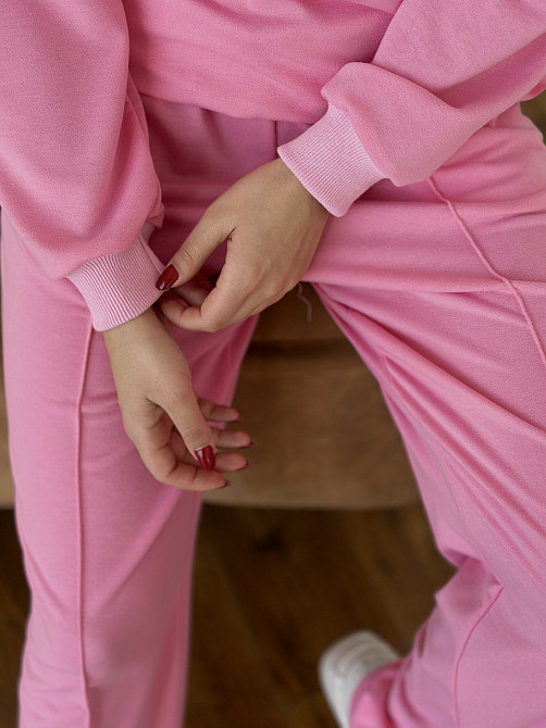 Жіночий спортивний костюм із широкими штанами Рожевий M/L Харків - фото 8