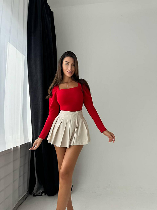 Женская базовая кофта с квадратным вырезом креп-дайвинг Красный, 46/48 Одесса - изображение 2