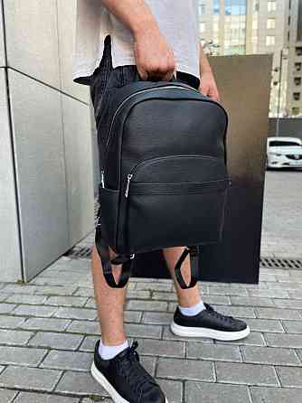 Якісний чоловічий рюкзак з натуральної шкіри чорний міцний ранець на кожен день Tiding Bag Київ