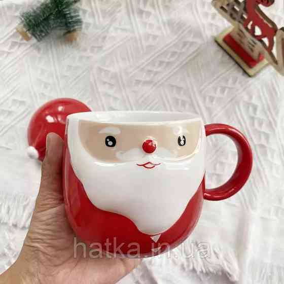 Кухоль із кришкою новорічна Olens "Морозко" 400 мл червоний в асорт. Київ