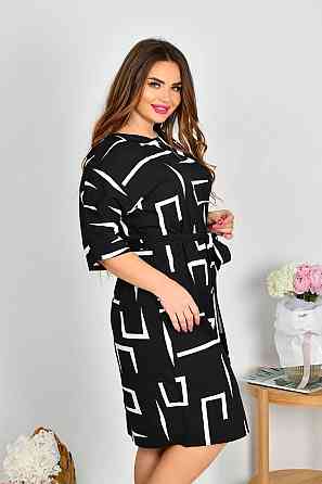 Женское легкое принтованное платье батал евро софт Черный, 56/58 Одесса