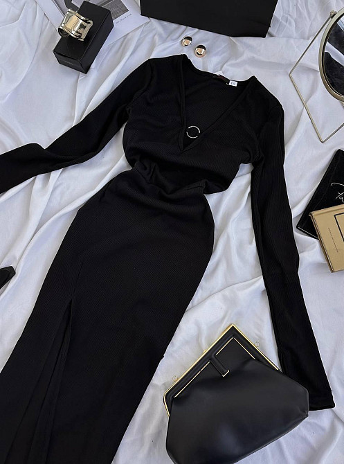 Элегантное женское платье с выразительным разрезом ¦плотный рубчик 46/48 Одесса - изображение 8