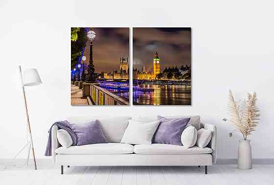 Модульная картина в гостиную / спальню  Вечірній Лондон TLV-2_023 90x132 см Київ