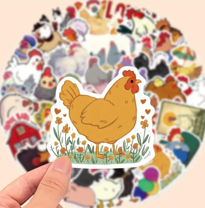 Набор виниловых наклеек (стикеров) с изображением кур (46 шт.), стикербомбинг для телефона, ноутбука Киев - изображение 2