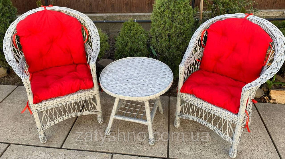 Серая  мебель из лозы с красными  накидками Киев - изображение 1