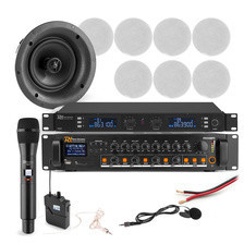 Колонка  Profesjonalny system głośników sufitowych 8 x 5.25" FCS5 z wzmacniaczem 4 strefowym oraz mikrofonów bezprzewodowych Київ - фото 1