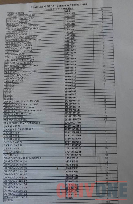 Комплект прокладок Татра 815 на двигатель Т3-929. Київ - фото 2