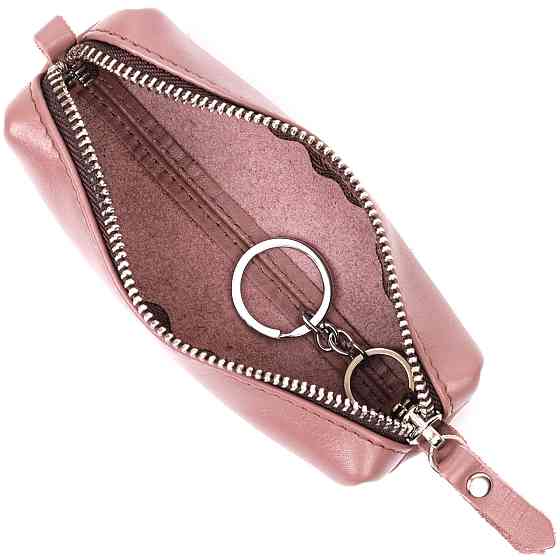 Стильная женская кожаная ключница GRANDE PELLE 16791 Пудровый Киев