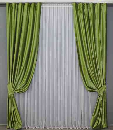 Комплект готових штор VR-Textil Оксамит № 902ш Салатовий 150х280 см 2 шт (30-707) Київ