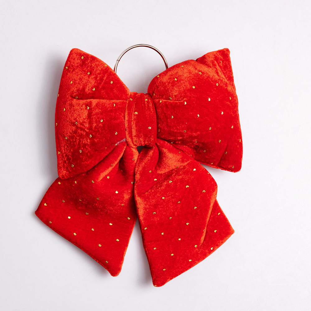 Червоний бархатний бант зі стразами для ялинки 25×35 см Київ - фото 1