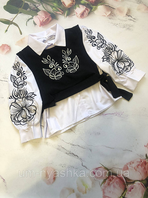 Біла сорочка + жилетка з вишивкою 122-140 Кривий Ріг - фото 1