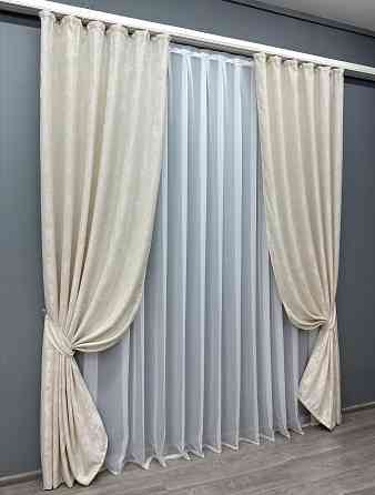 Комплект готових штор VR-Textil Жакард Sultan YL № 1763ш Молочний 100х270 см 2 шт (31-0012) Київ