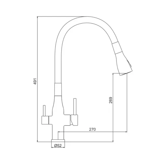 Змішувач для кухні з підключенням до фільтра GAPPO G4399-65 та гнучким виливом, сатин/чорний Київ