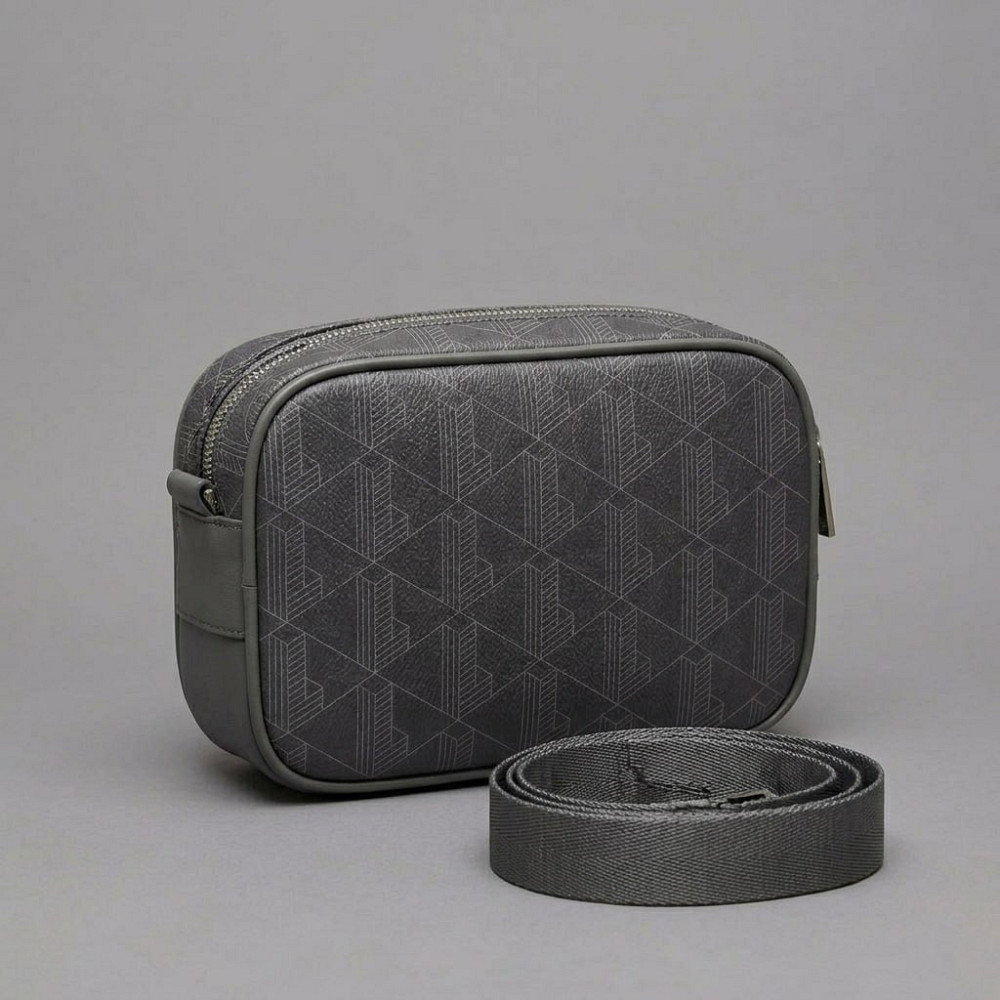 Чоловіча брендова сумка, борсетка на плече Лакоста, Lacoste (3651) grey Київ - фото 3