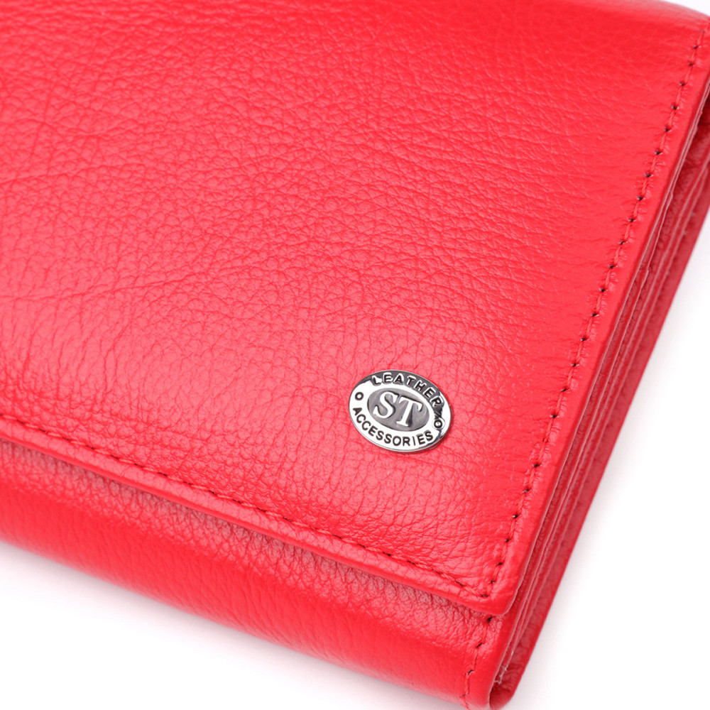 Яркий женский кошелек на магнитах из натуральной кожи Красный (ST Leather) Киев - изображение 9