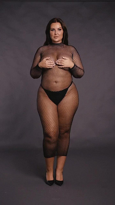 Жіноча довга сукня з сітчастою структурою та коміром-гольф Le Desir Long Dress Fishnet, чорна Sex Aura Київ - фото 4