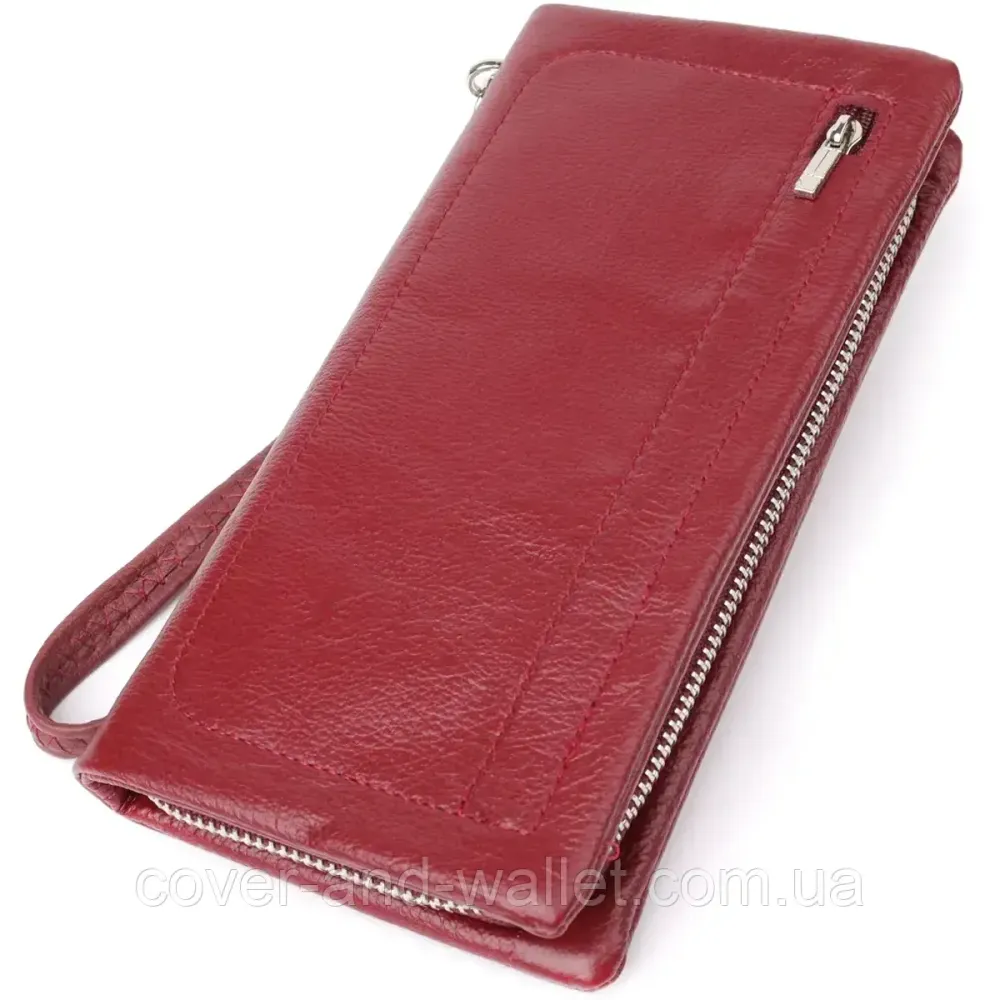 Бордовий жіночий гаманець із відділенням для телефону на блискавці ST Leather Київ - фото 1