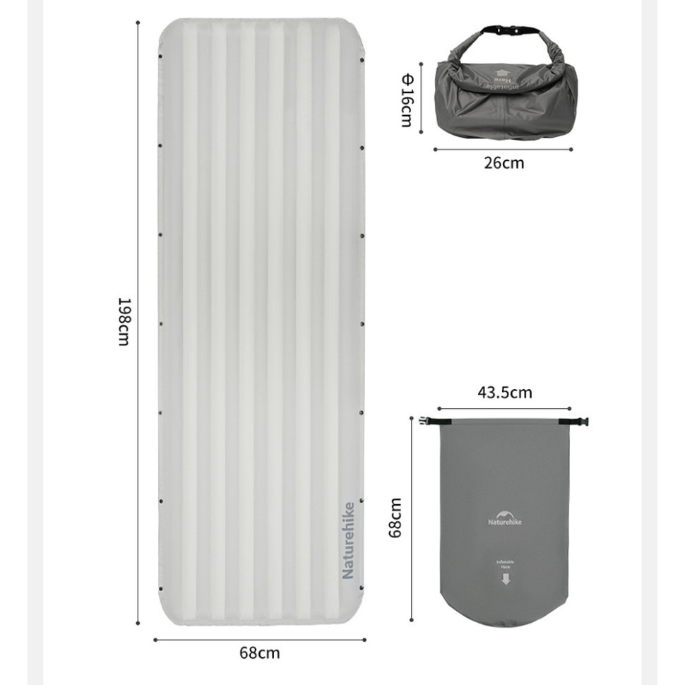Матрац надувний одинарний Naturehike CNK2450WS034 (95 мм) з мішком для надування Коричневий Вінниця - фото 3