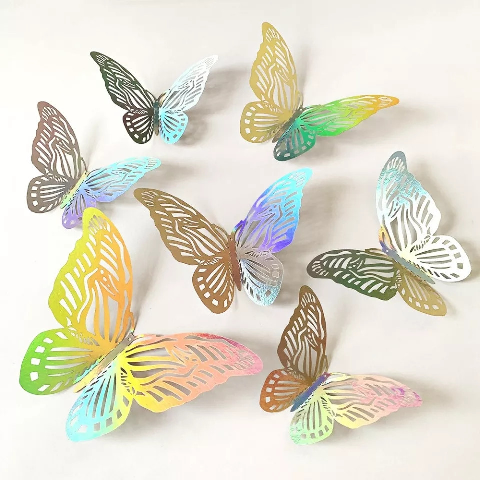 Декор метелики 12 штук сріблясто-перламутровий Київ - фото 1