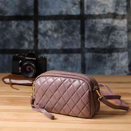 Жіноча сумка з натуральної шкіри з трьома секціями Vintage 22891 Пурпурний Київ