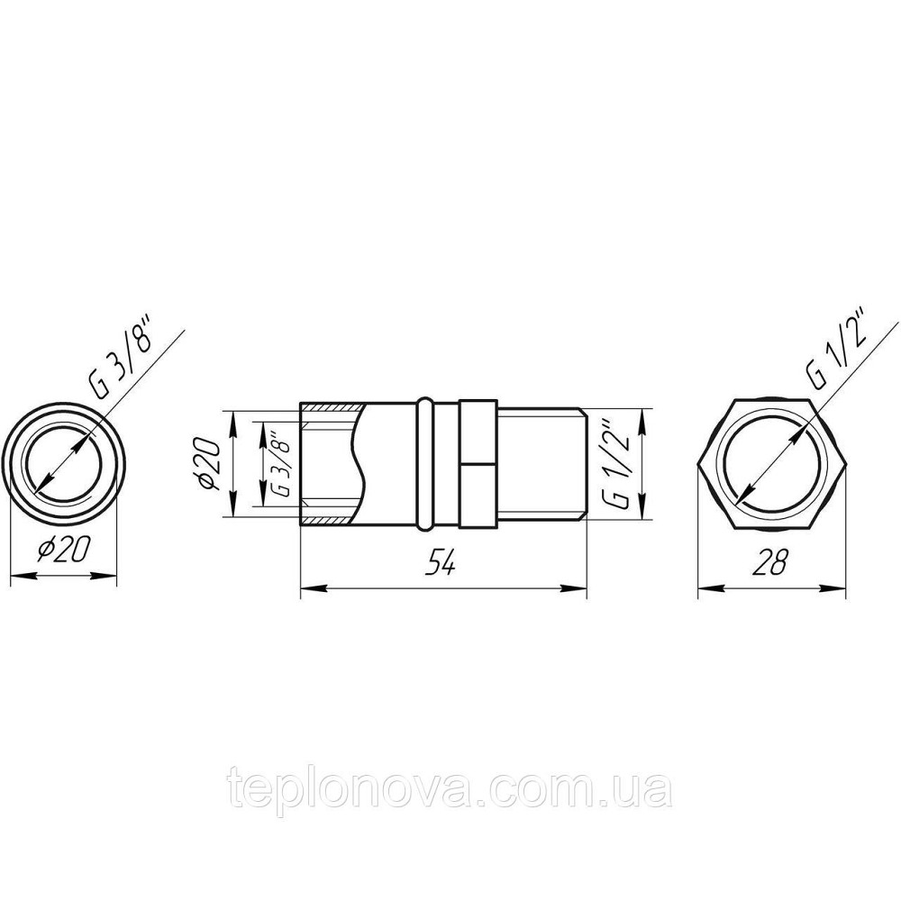 Муфта із зовнішньою різьбою прес APE AP 101 1/2″х20 ITALY Чернівці - фото 2