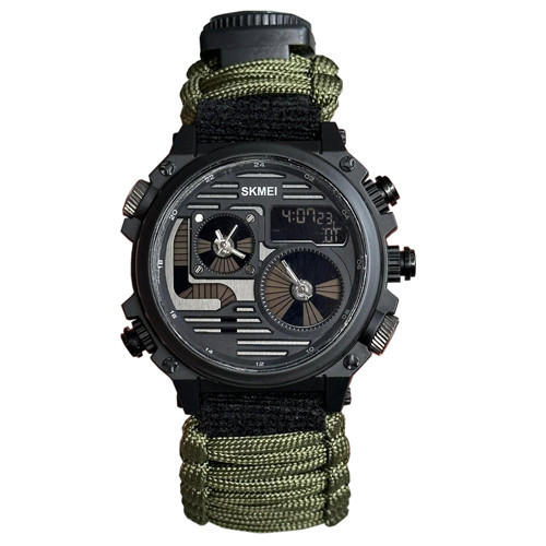 Годинники наручні SKMEI 2202AG, PARACORD, ARMY GREEN, компас, термометр, свисток, кресало, 10347 Дніпро - фото 1