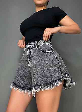 Шорты женские джинсовые Liana 4-040 короткие расклешенные с бахромой большие размеры черные, черный, З6, 36, 99 см Киев
