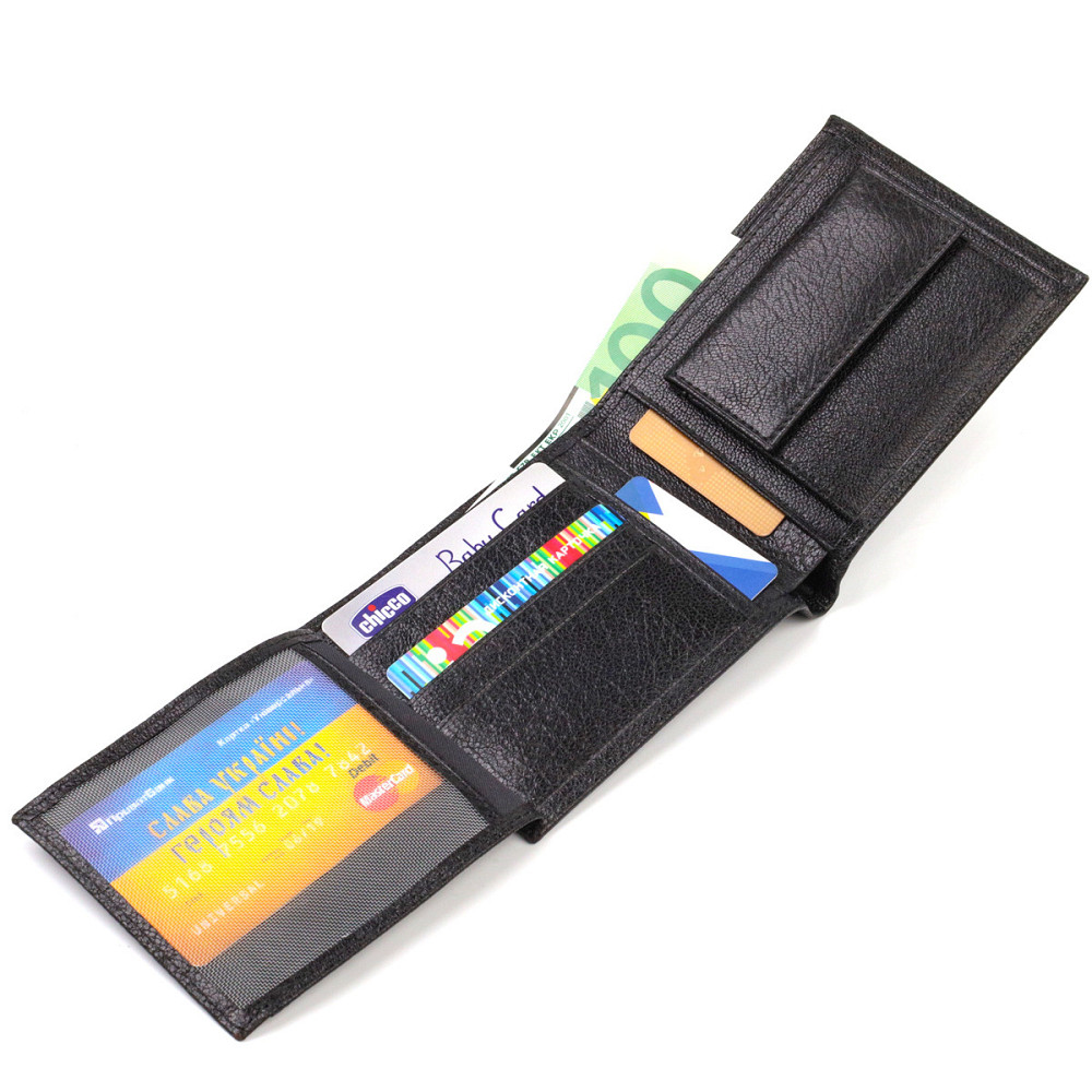 Бумажник для мужчин без застежки из натуральной кожи CANPELLINI 21764 Черный Киев - изображение 6