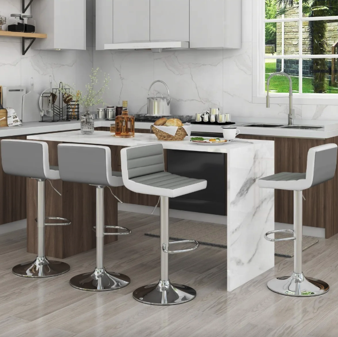 Комплект барных стульев Costway Alisa из экокожи с регулируемой высотой и мягким сиденьем Киев - изображение 2