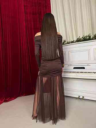 Жіноче елегантне вечірнє максіплаття, мікродайвінг і сітка Шоколад, 46/48 Одеса
