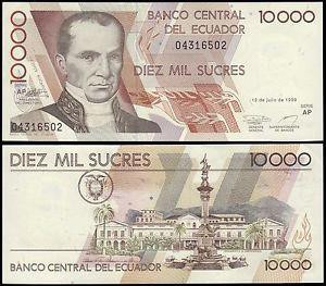 Еквадор / Ecuador 10000 Sucres 1999 Pick 127е UNC Полтава - фото 1