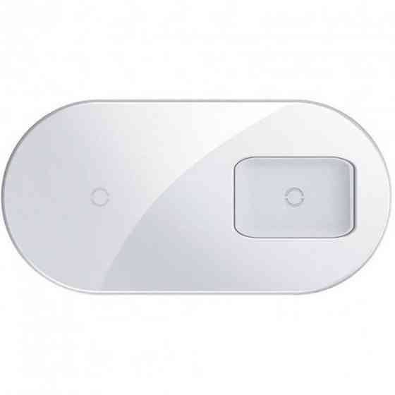 Бездротова зарядка Baseus Simple Wireless Charger 2 в 1 WXJK-С02 (Біла) Миколаїв