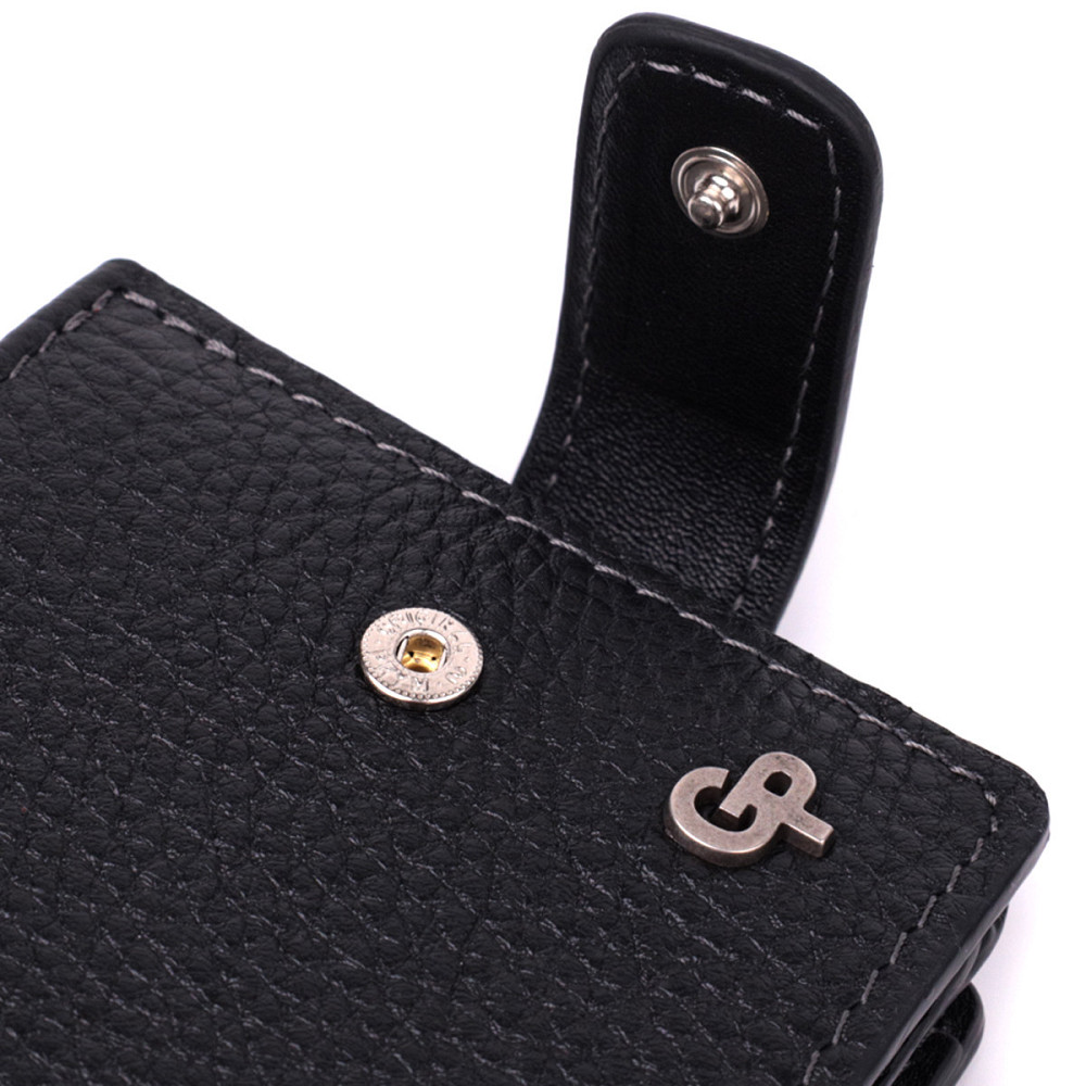 Стильне портмоне з люксової зернистої шкіри флотар GRANDE PELLE 22875 Чорний Київ - фото 5