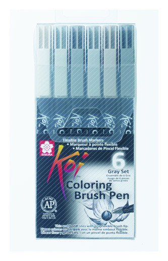 Набір маркерів Koi Coloring Brush Pen GRAY 6кол Sakura Київ - фото 1