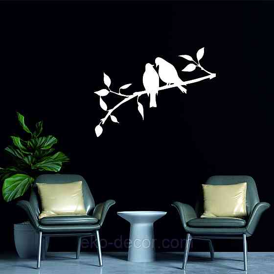 Декоративное настенное Панно «Две птички», Декор на стену 110*32 см, Белый Киев