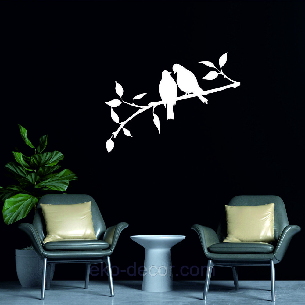 Декоративное настенное Панно «Две птички», Декор на стену 110*32 см, Белый Киев - изображение 2