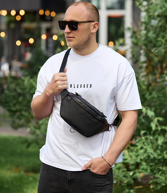 Чоловіча шкіряна бананка, шкіряна сумка бананка через плече, чоловіча шкіряна бананка на пояс NM Київ - фото 5