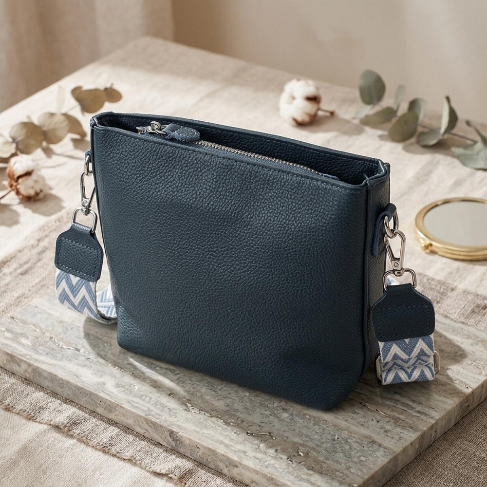 Повсякденна сумка жіноча на плече з натуральної шкіри Vintage 22911 Блакитний Київ - фото 14