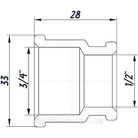 Муфта редукционная 3/4″х1/2″ВВ нержавеющая SM431S OPTIMUM Черновцы