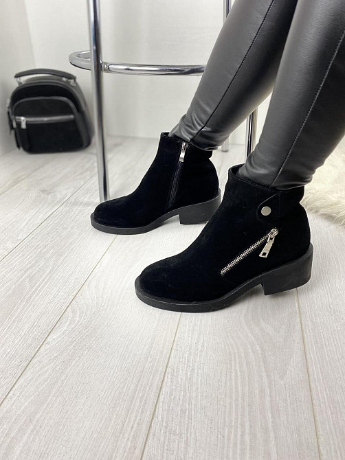 Черевики жіночі D and V чорні замшеві зимові висота 11см розмір 38 (2197) Коломия - фото 2
