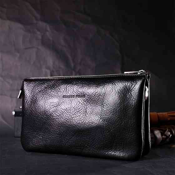 Якісний жіночий клатч із натуральної шкіри GRANDE PELLE 11658 Чорний Київ