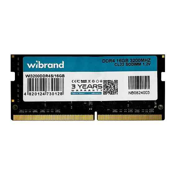 Оперативна пам'ять DDR4 Wibrand 16GB 3200MHz CL22 SODIMM WI3200Оперативна пам'ять DDR4S / 16GB Одеса