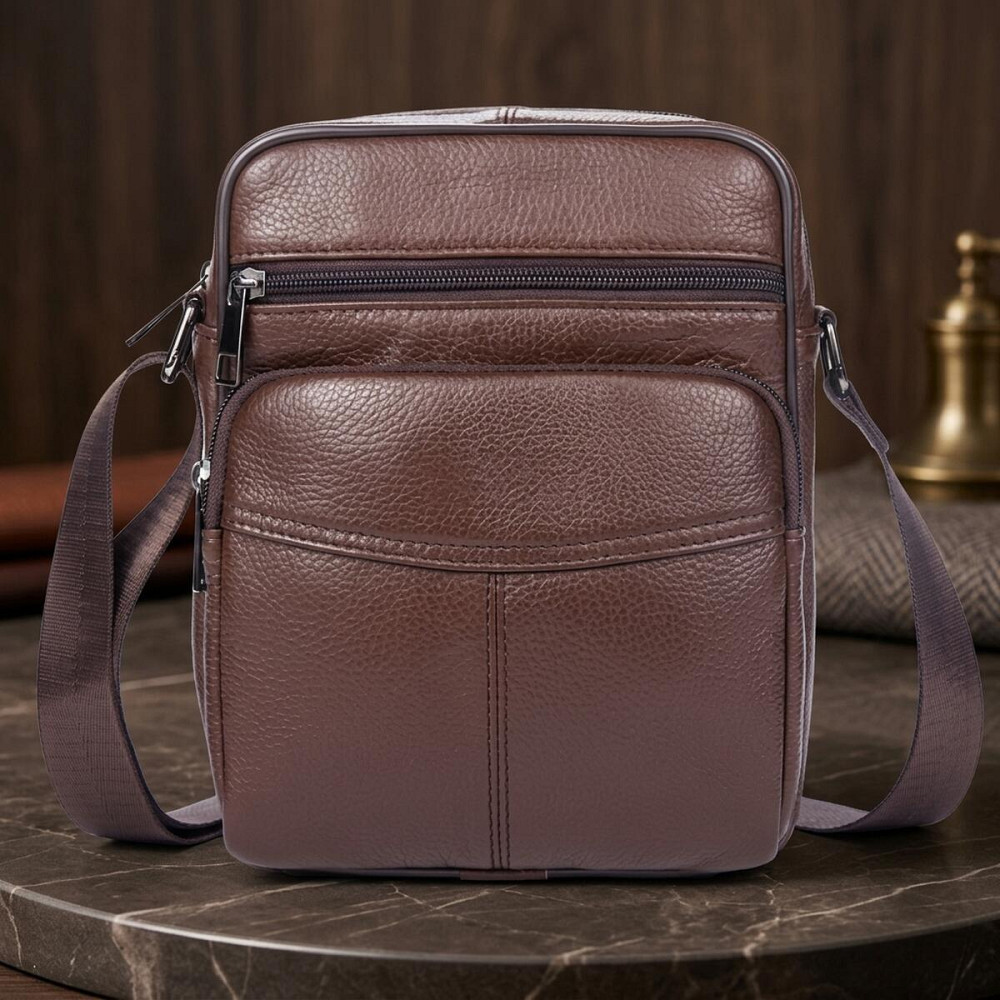 Сумка мужская зернистая Vintage 14705 Коричневая Киев - изображение 9