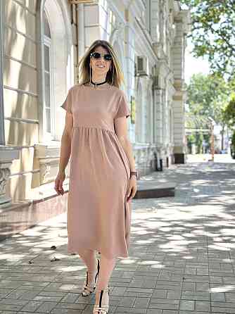 Летнее платье миди свободного кроя Ordinary 46-48, Капучино Киев
