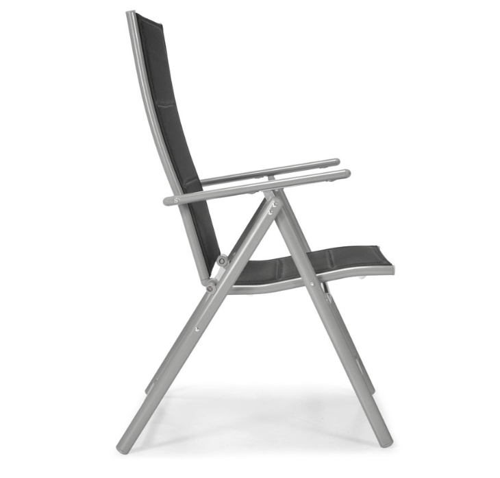 Складной садовый стул MODENA eDomator алюминиевый с регулировкой спинки, Серебряно-черный (Польша) Киев - изображение 4