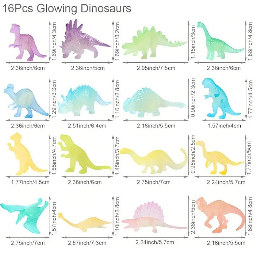 Набір 16 диназавриків, що світятьсі в темряві. Яскраві мініатюрні динозаври, що світяться. Київ - фото 4