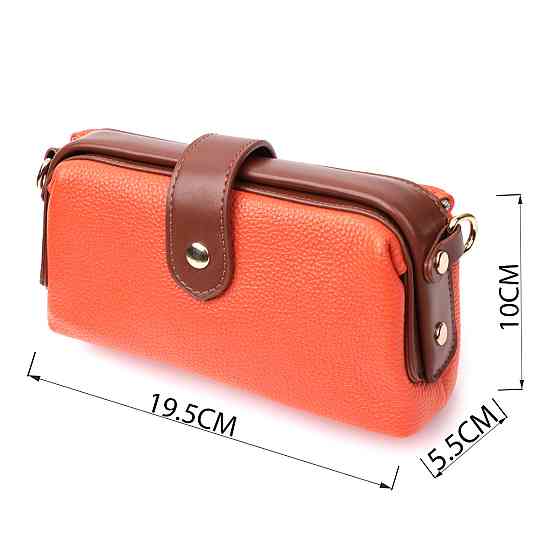 Яркий клатч с интересной защелкой из натуральной кожи Vintage 22424 Оранжевый Киев