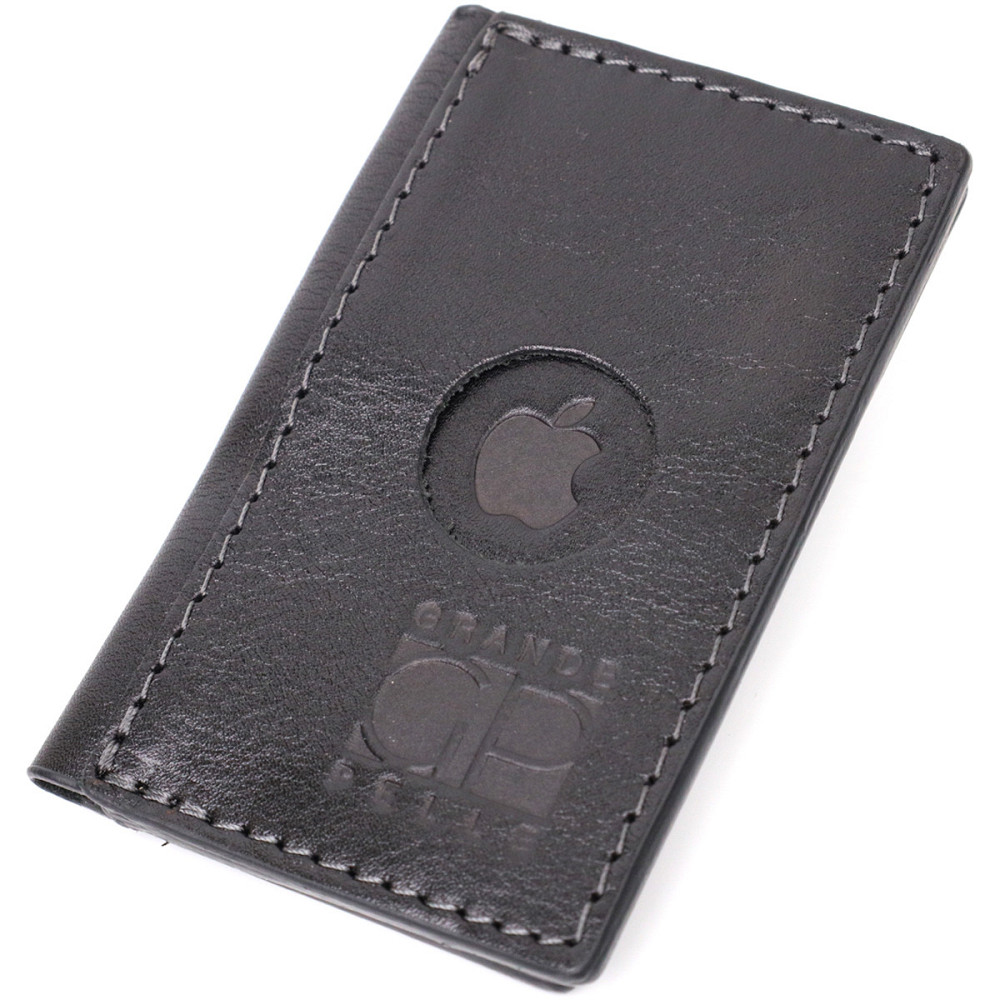 Картхолдер унісекс з тримачем для Apple AirTag з натуральної шкіри Чорний (GRANDE PELLE) Київ - фото 5